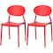 Fabulaxe Modern Plastic Outdoor Dining Chair with Open Oval Back Design, Red, PK 2 QI004226.RD.2 - alternate 1